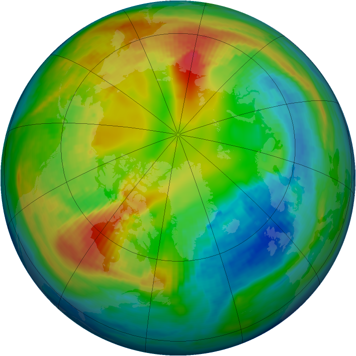 Arctic ozone map for 16 February 1993